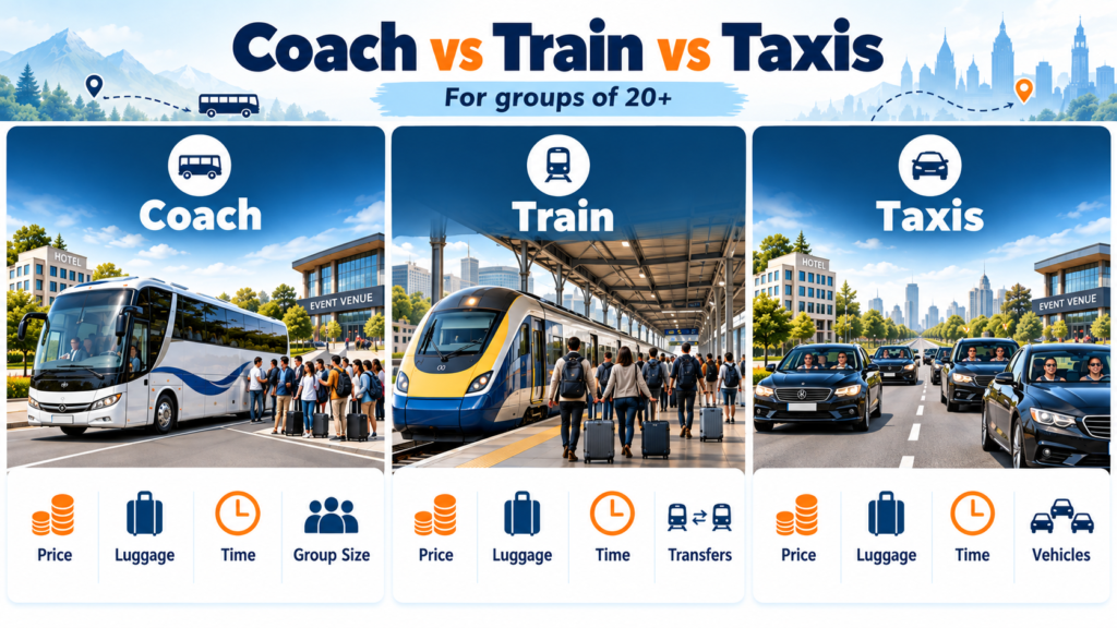 coach hire for groups, group transportation for 20 people,