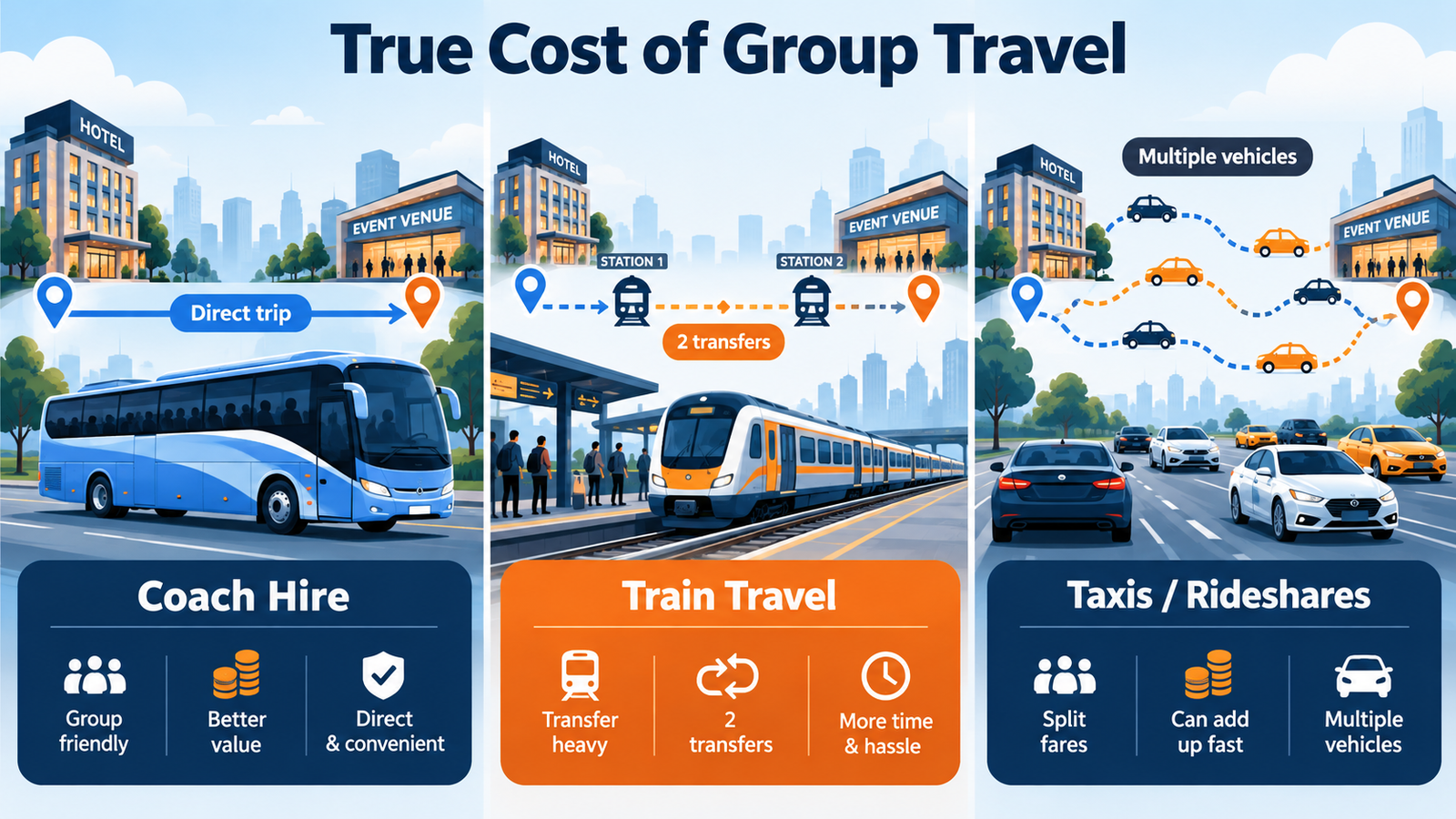 oach hire vs train vs taxis
